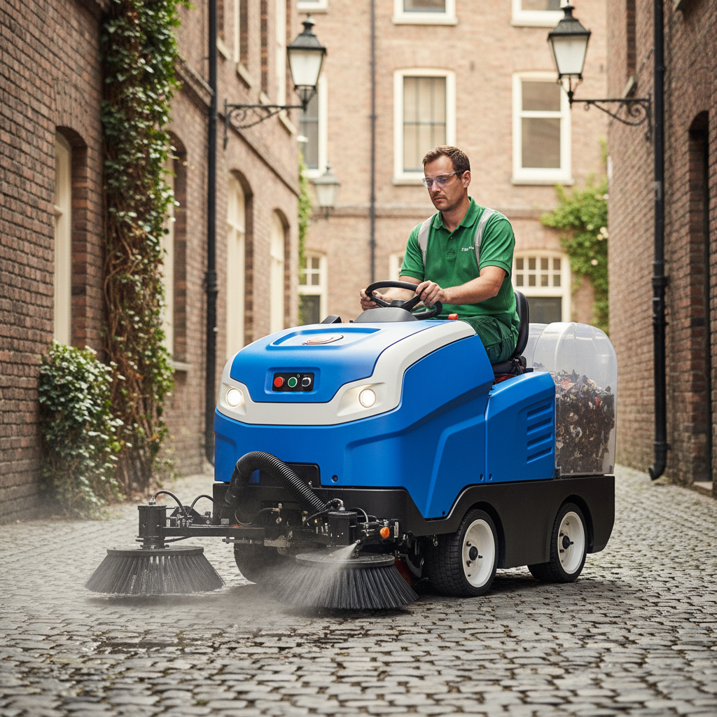 An operator being trained on the simple controls of the electric sweeper